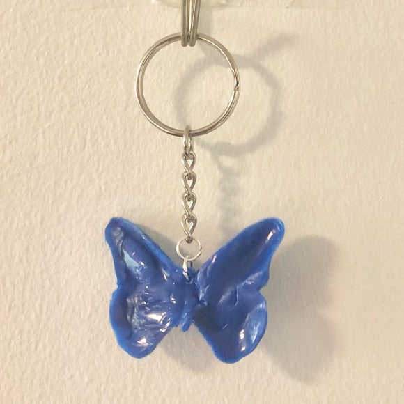 Blue HDPE Plastic Butterfly Keychain