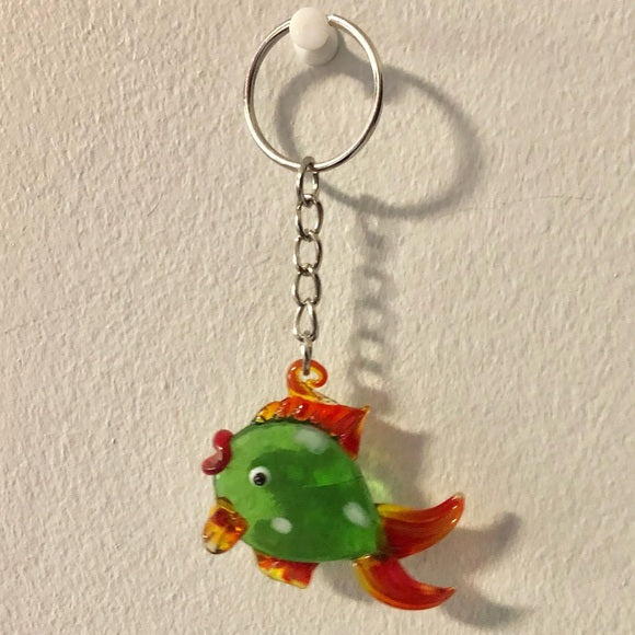 Small Glass Fish Keychain