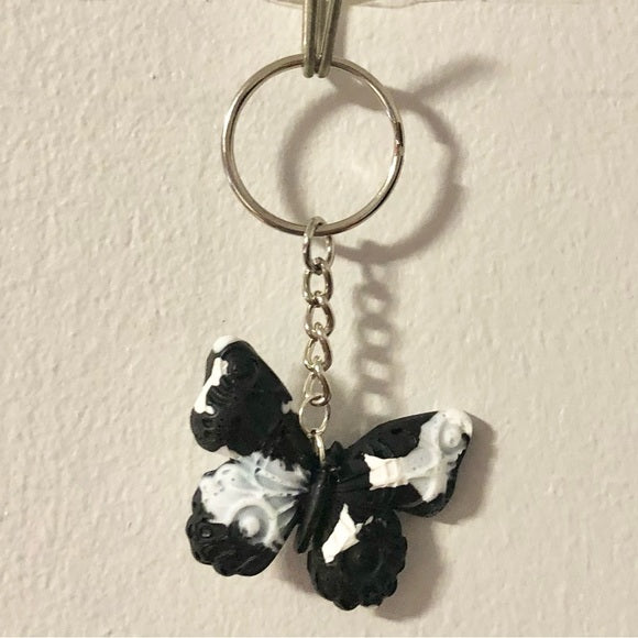 Black and White Butterfly Keychain