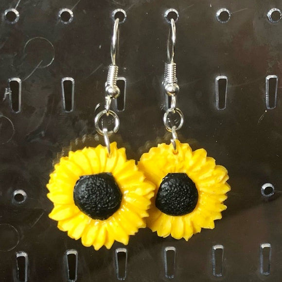 Handmade Yellow Floral Flower Sunflower Dangle Earrings