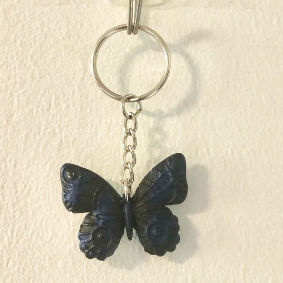 Black and Navy Butterfly Keychain