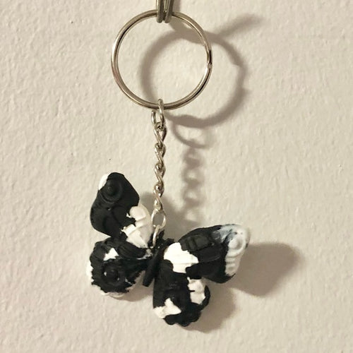 Black and White Butterfly Keychain