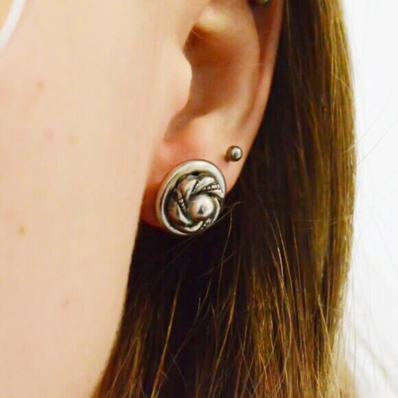 Upcycled Silver Floral Earrings