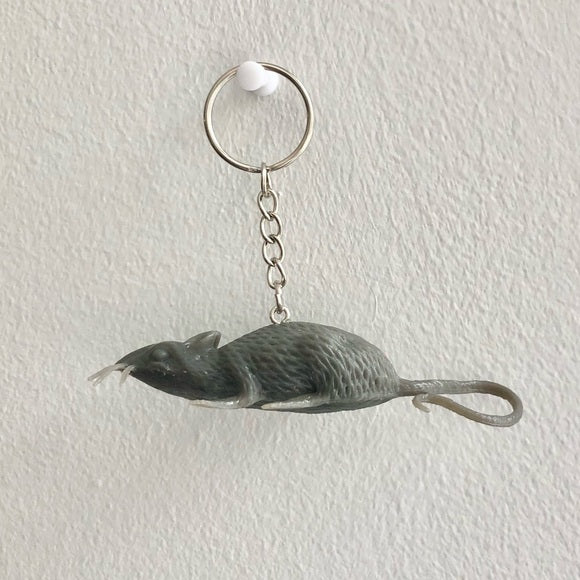 Grey Rubber Rat Keychain