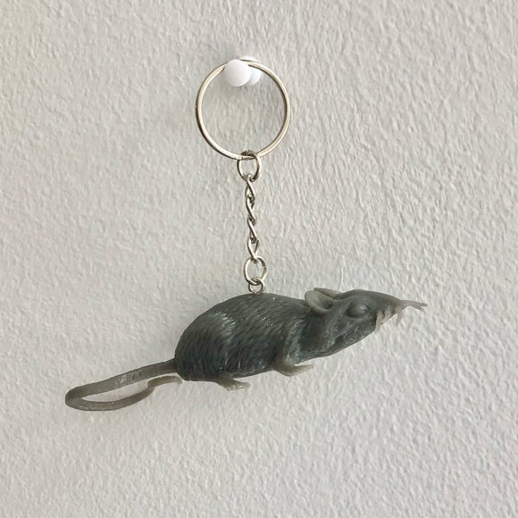 Grey Rubber Rat Keychain