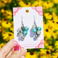 Handmade Blue and Silver Bell Cluster Dangle Earrings