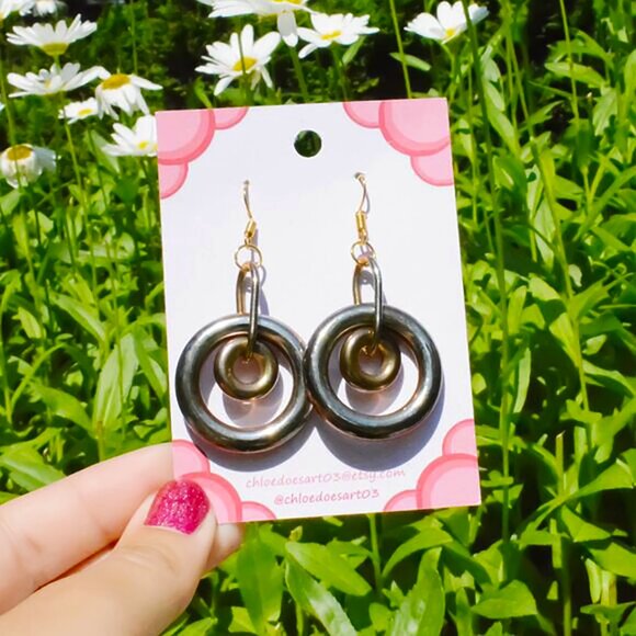 Handmade Metallic Double Loop Earrings