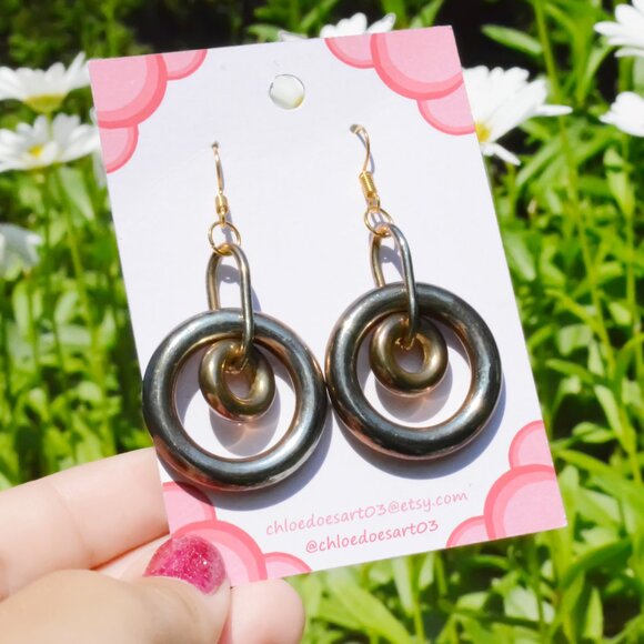 Handmade Metallic Double Loop Earrings
