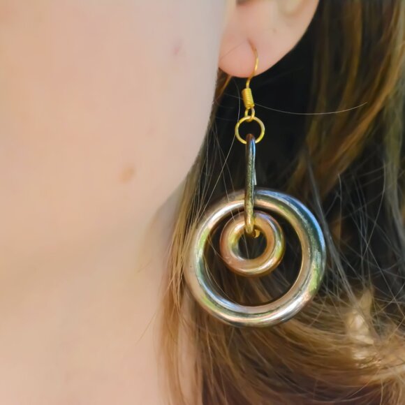 Handmade Metallic Double Loop Earrings