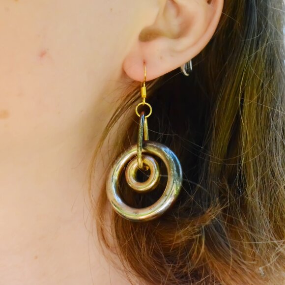 Handmade Metallic Double Loop Earrings