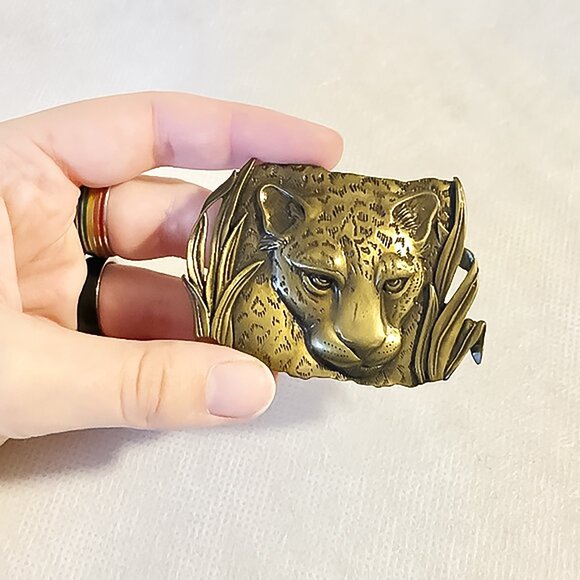 Vintage Bronze 1986 JJ Cheetah Jaguar Brooch