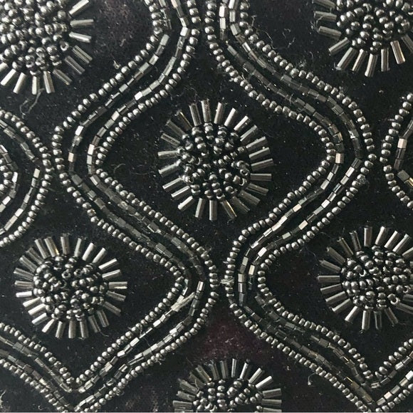 Black Beaded Crossbody Evening Purse