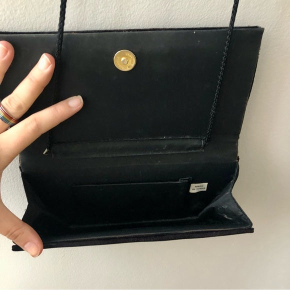 Black Beaded Crossbody Evening Purse