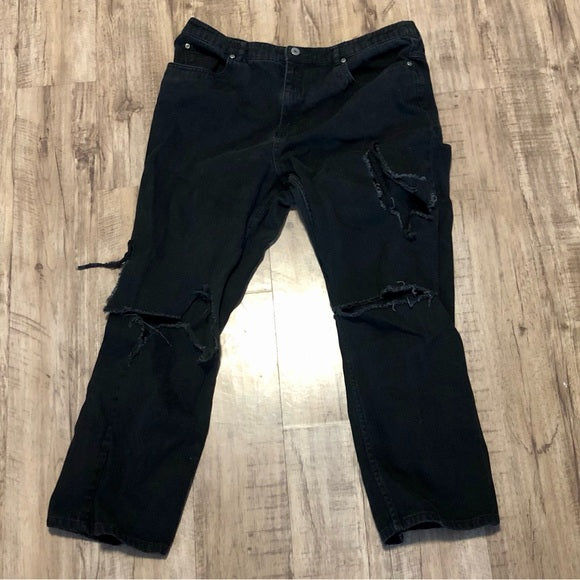 George Classic Ripped Black Denim Jeans Grunge Style