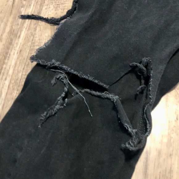 George Classic Ripped Black Denim Jeans Grunge Style