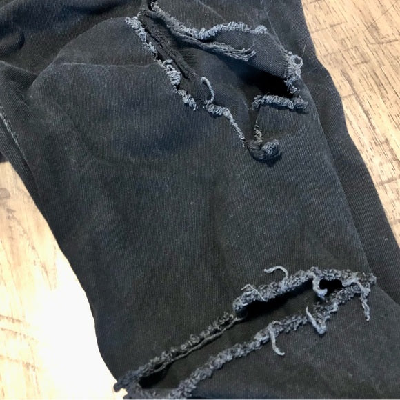 George Classic Ripped Black Denim Jeans Grunge Style