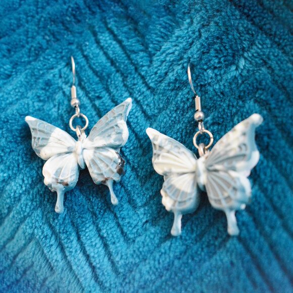 Handmade Frosted Butterfly Fairycore Dangle Earrings