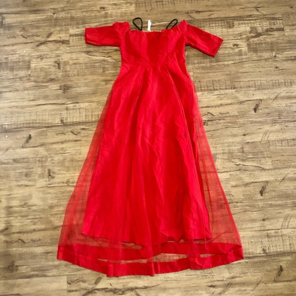 Vibrant Off-The-Shoulder Red Floor Length Dress