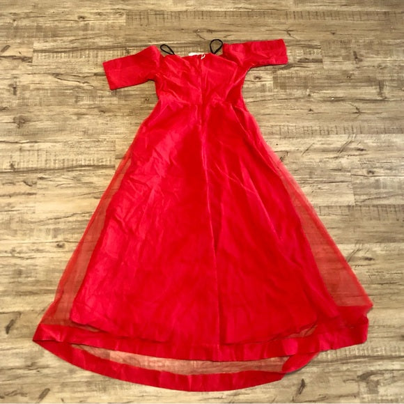 Vibrant Off-The-Shoulder Red Floor Length Dress