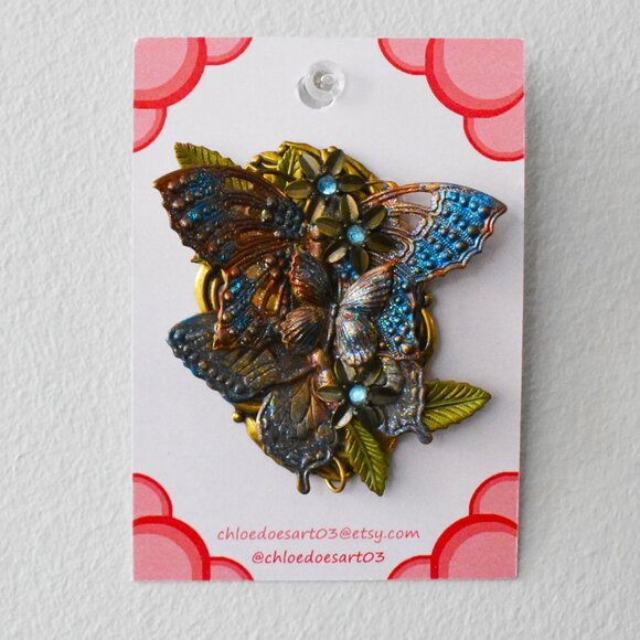 Ornate Vintage Style Butterfly Brooch Pin