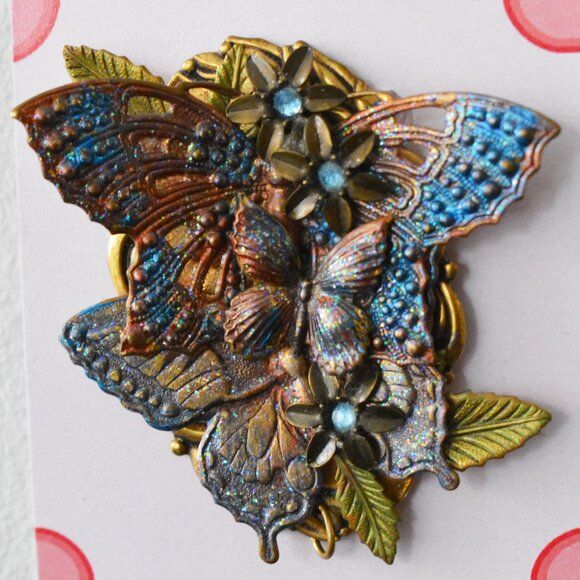 Ornate Vintage Style Butterfly Brooch Pin