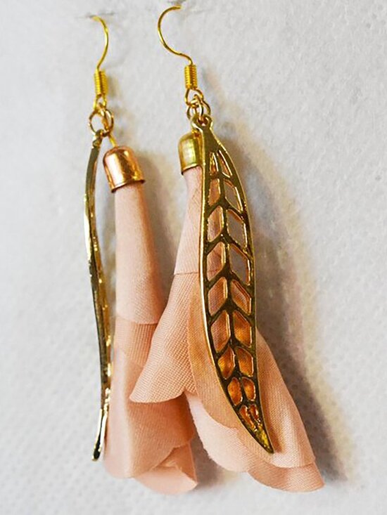 Blush Floral Tassel Drop Earrings Handmade Jewelry