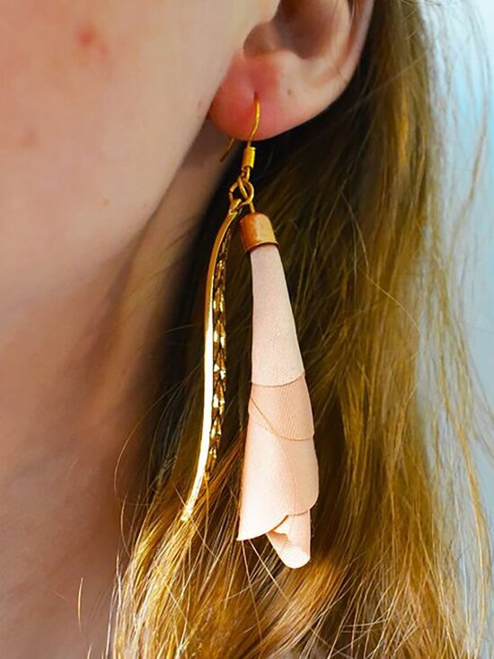 Blush Floral Tassel Drop Earrings Handmade Jewelry