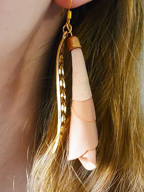 Blush Floral Tassel Drop Earrings Handmade Jewelry