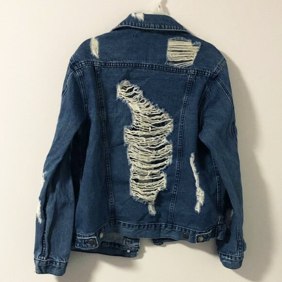 Distressed Ripped Denim Jacket