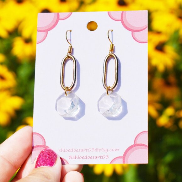 Modern Minimalist Faceted Crystal Dangle Earrings