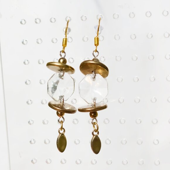 Handmade Bohemian Artisan Bronze Crystal Dangle Earrings