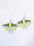 Green Moth Statement Earrings  Lightweight Nature-Inspired Jewelry