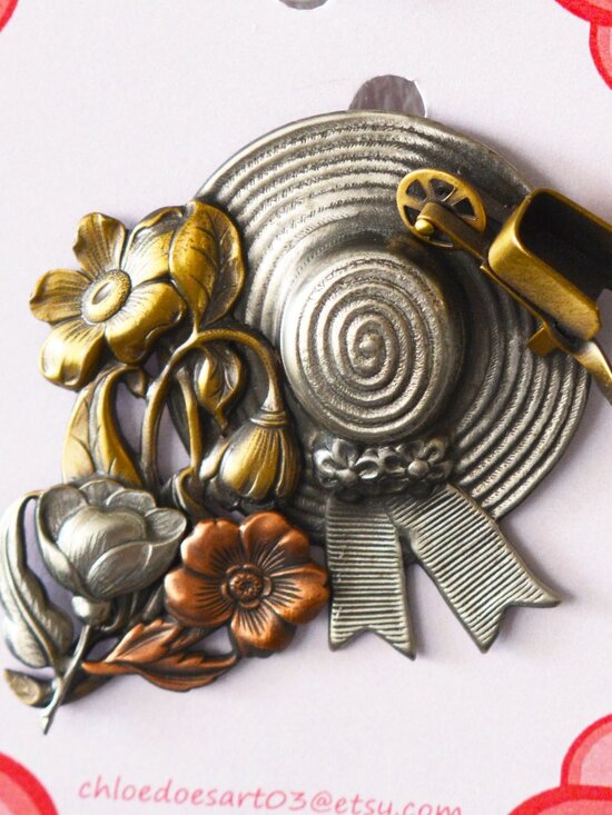 Vintage Style Garden Brooch Cottagecore Statement Pin