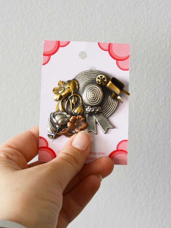 Vintage Style Garden Brooch Cottagecore Statement Pin