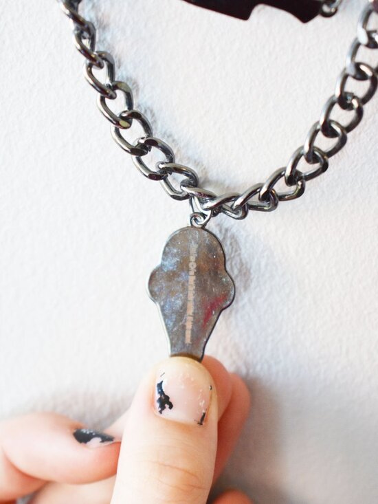 Ghostface Scream Layered Chain Necklace Goth Horror Jewelry