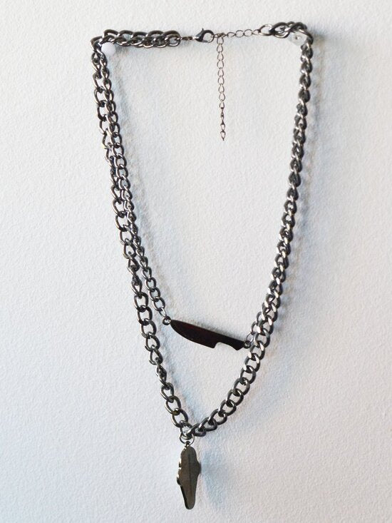 Ghostface Scream Layered Chain Necklace Goth Horror Jewelry