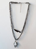 Ghostface Scream Layered Chain Necklace Goth Horror Jewelry