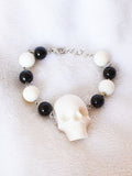 Handmade Skull Beaded Bracelet Upcycled Goth Jewelry