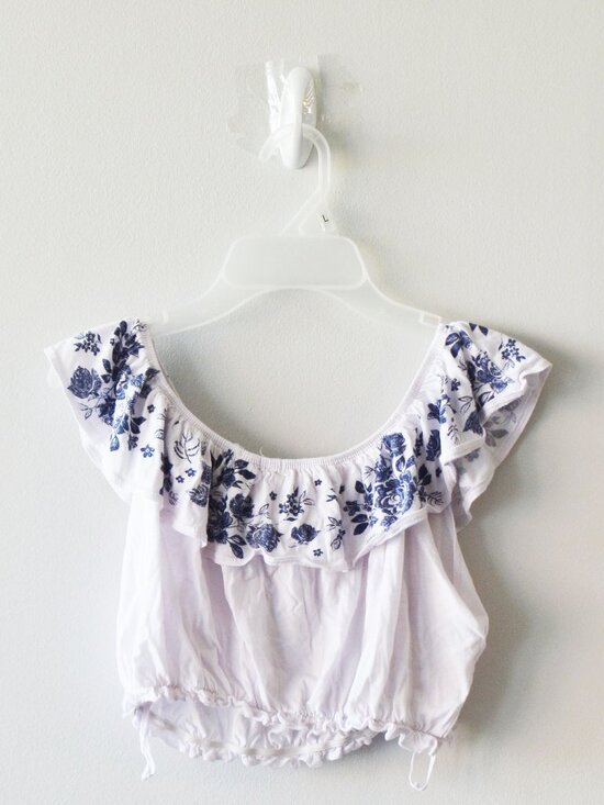 Garage Floral Ruffle Crop Top Blouse