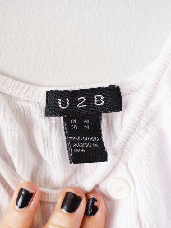 U2B White Eyelet Puff Sleeve Blouse