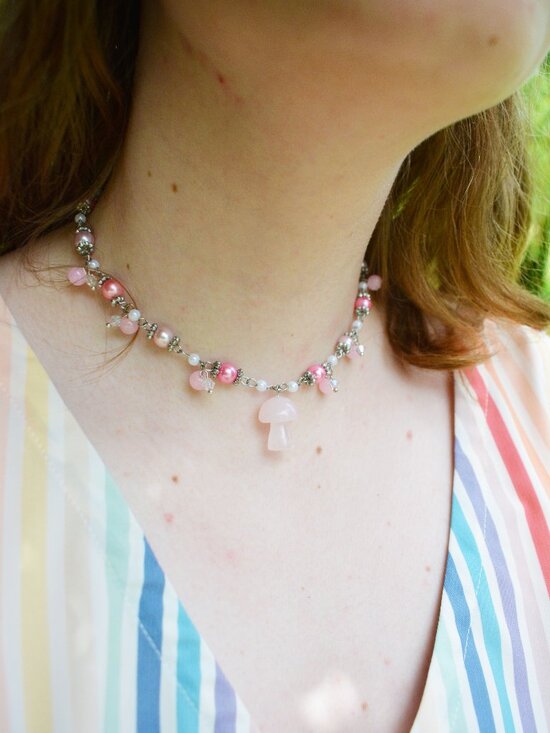 Pastel Mushroom Cottagecore Choker Necklace