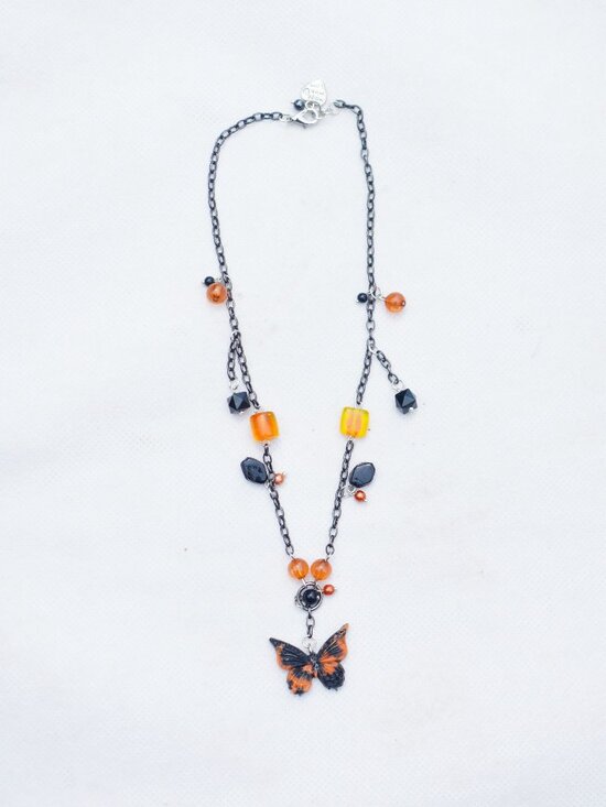 Upcycled Monarch Butterfly Necklace