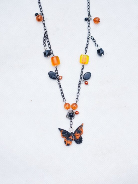 Upcycled Monarch Butterfly Necklace
