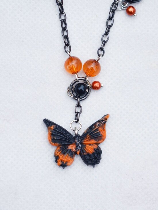 Upcycled Monarch Butterfly Necklace