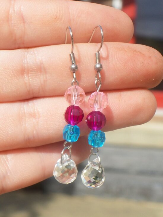 Handmade Beaded Bisexual Pride Earrings
