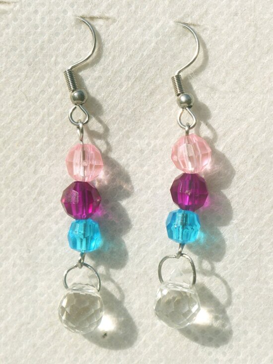 Handmade Beaded Bisexual Pride Earrings
