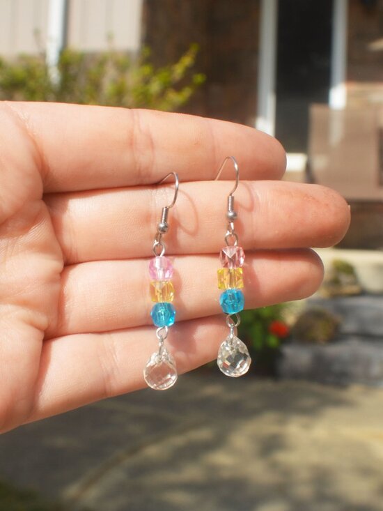 Handmade Beaded Pansexual Pride Earrings