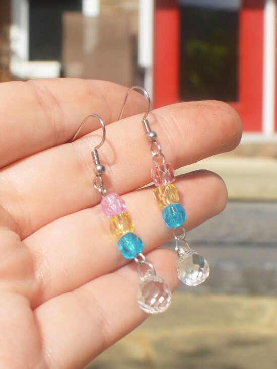 Handmade Beaded Pansexual Pride Earrings