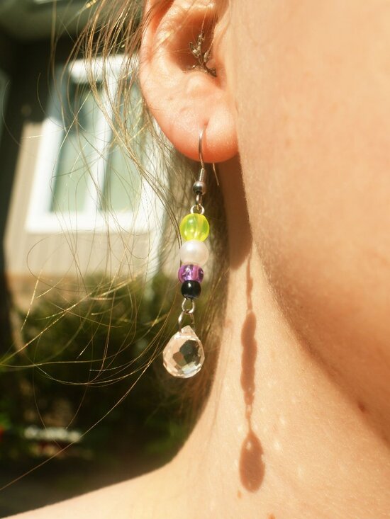 Handmade Beaded Nonbinary Pride Earrings