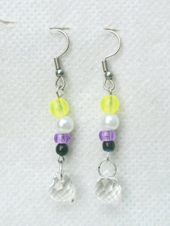 Handmade Beaded Nonbinary Pride Earrings